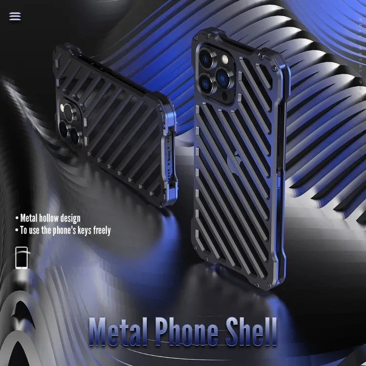 For iPhone 12 R-JUST RJ-50 Hollow Breathable Armor Metal Shockproof Protective Case