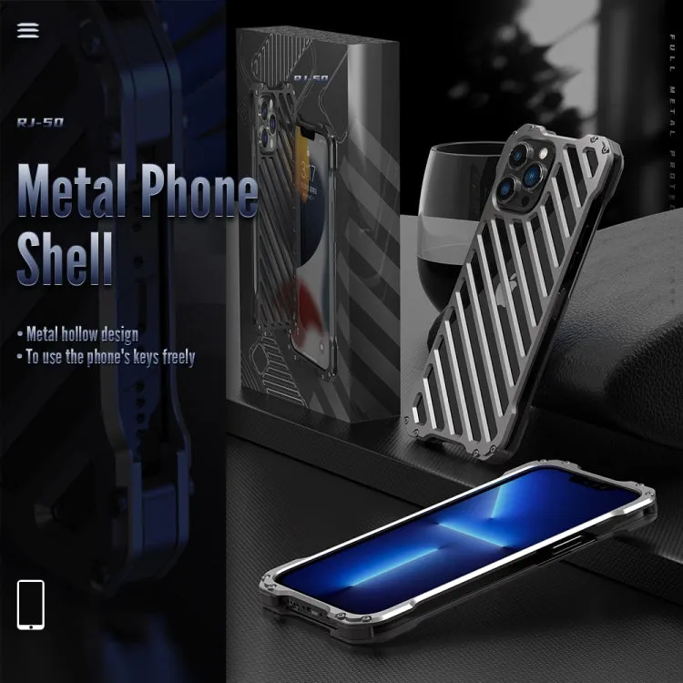 For iPhone 12 R-JUST RJ-50 Hollow Breathable Armor Metal Shockproof Protective Case