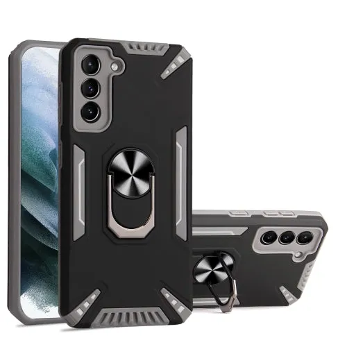 For Samsung Galaxy S21  5G PC   TPU Protective Case with 360 Degrees Rotatable Ring Holder(Dark