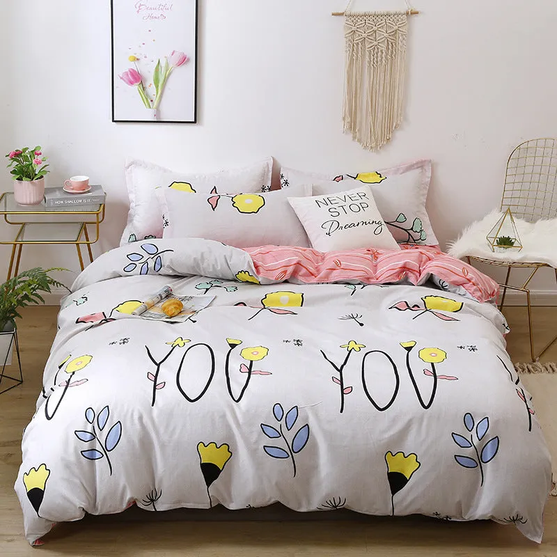 Four-Piece Fashion Simple Double Bed Single Quilt Cover