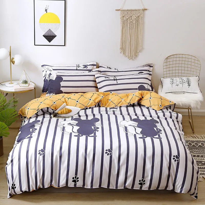 Four-Piece Fashion Simple Double Bed Single Quilt Cover