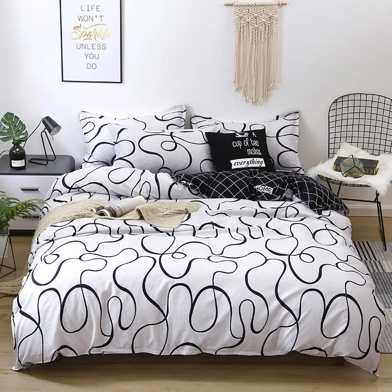 Four-Piece Fashion Simple Double Bed Single Quilt Cover