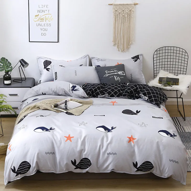 Four-Piece Fashion Simple Double Bed Single Quilt Cover