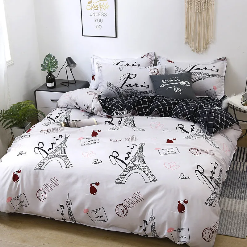 Four-Piece Fashion Simple Double Bed Single Quilt Cover