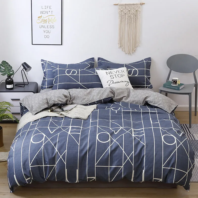 Four-Piece Fashion Simple Double Bed Single Quilt Cover