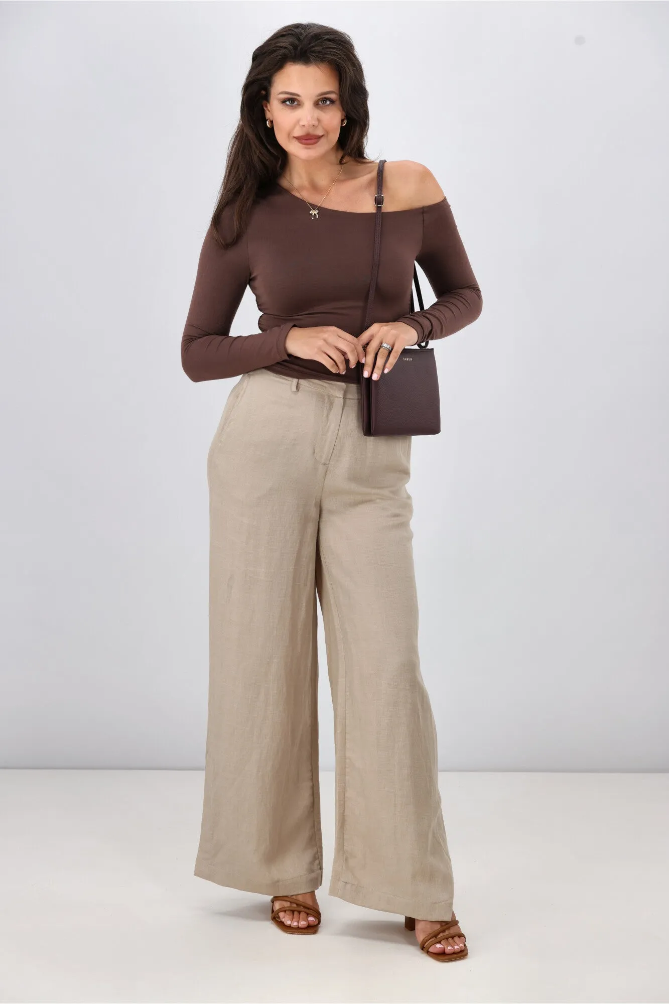 Gloss by Shine On Arissa Wide Leg Pants Natural