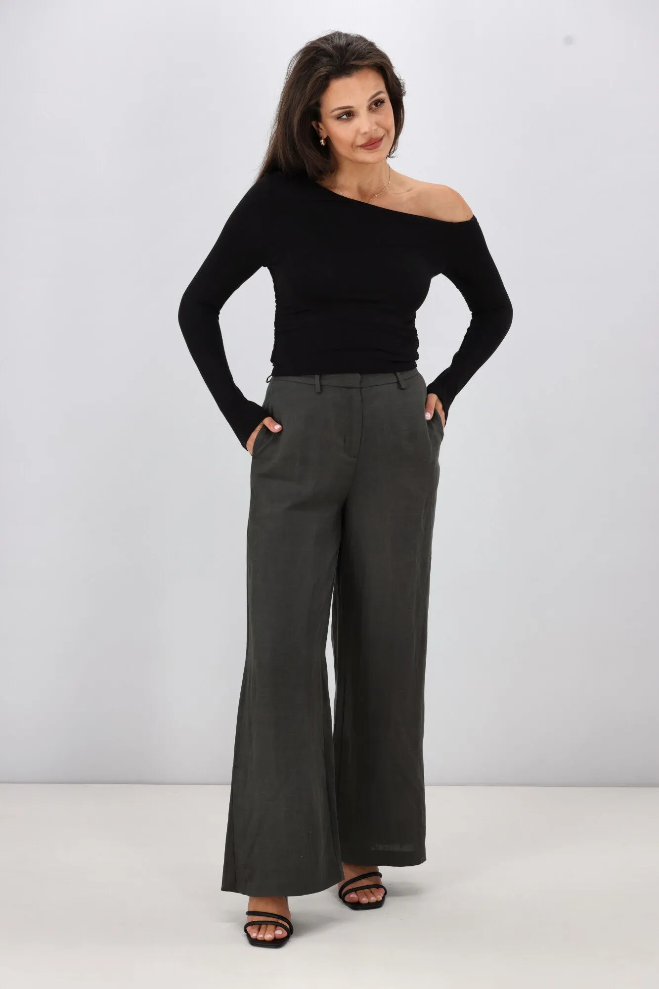 Gloss by Shine On Arissa Wide Leg Pants Olive