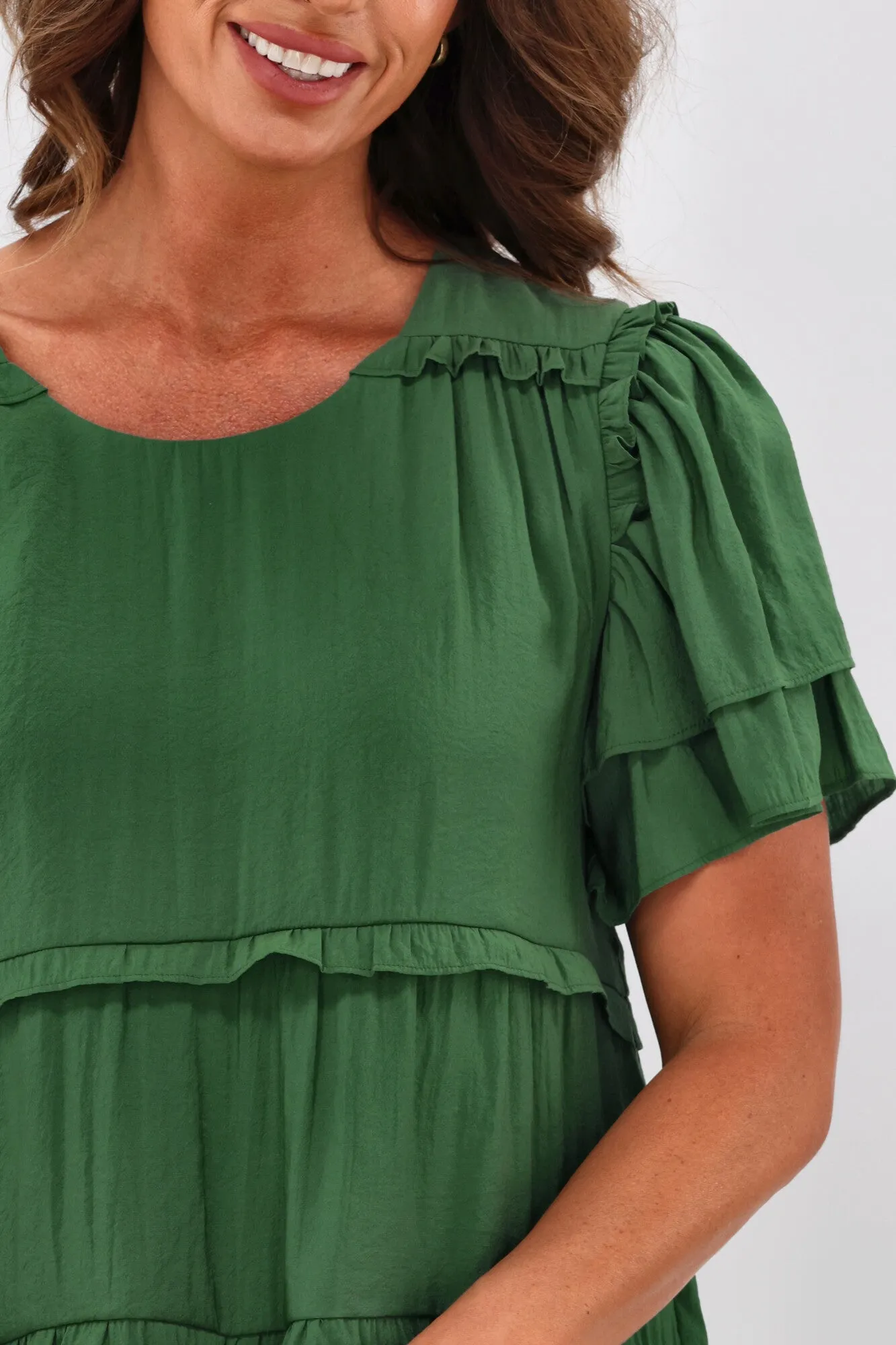 Gloss by Shine On Geri Ruffle Tier Dress Green