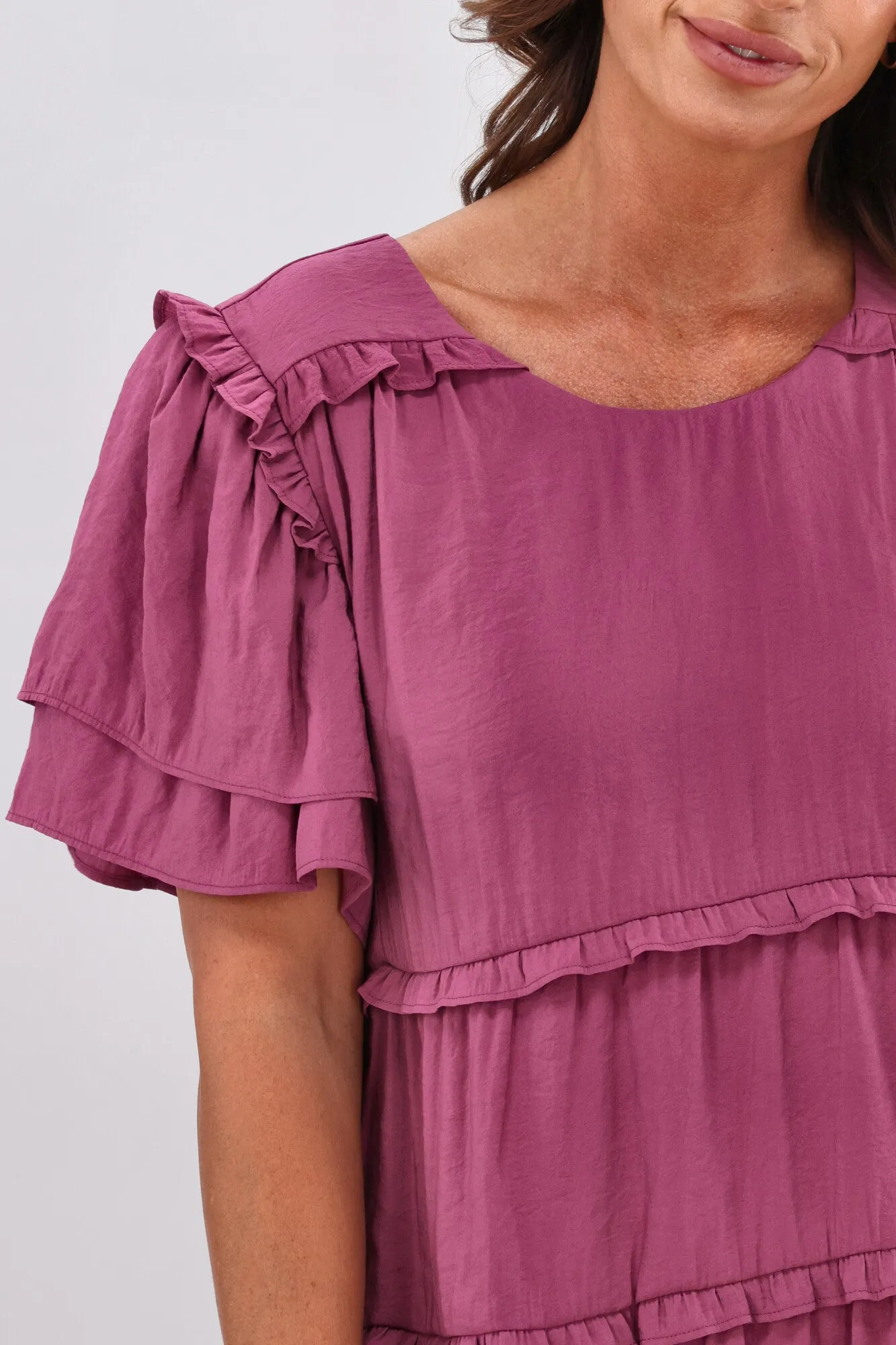 Gloss by Shine On Geri Ruffle Tier Dress Pink