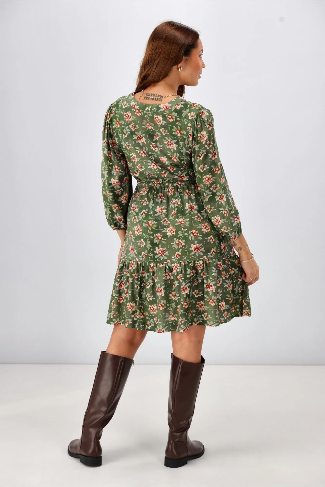 Gloss The Label Anouk Shirred Waist Dress Botanical Floral