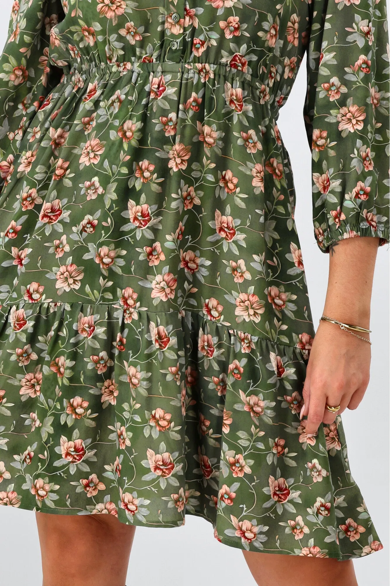 Gloss The Label Anouk Shirred Waist Dress Botanical Floral