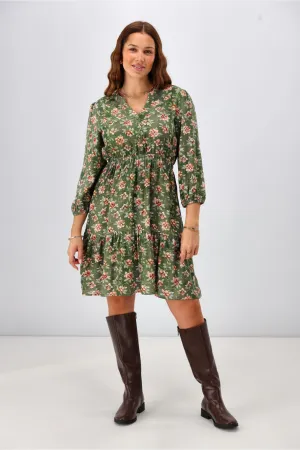 Gloss The Label Anouk Shirred Waist Dress Botanical Floral