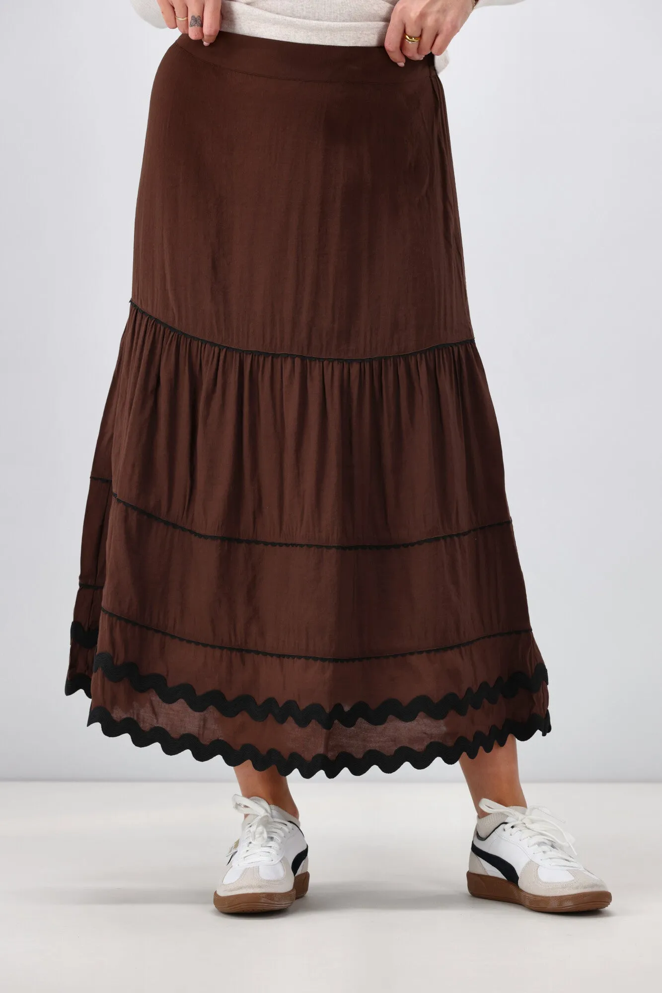 Gloss the Label Roanne Ric Rac Skirt Chocolate