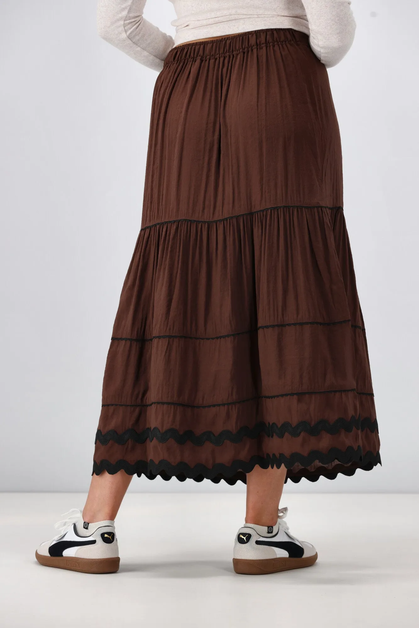 Gloss the Label Roanne Ric Rac Skirt Chocolate