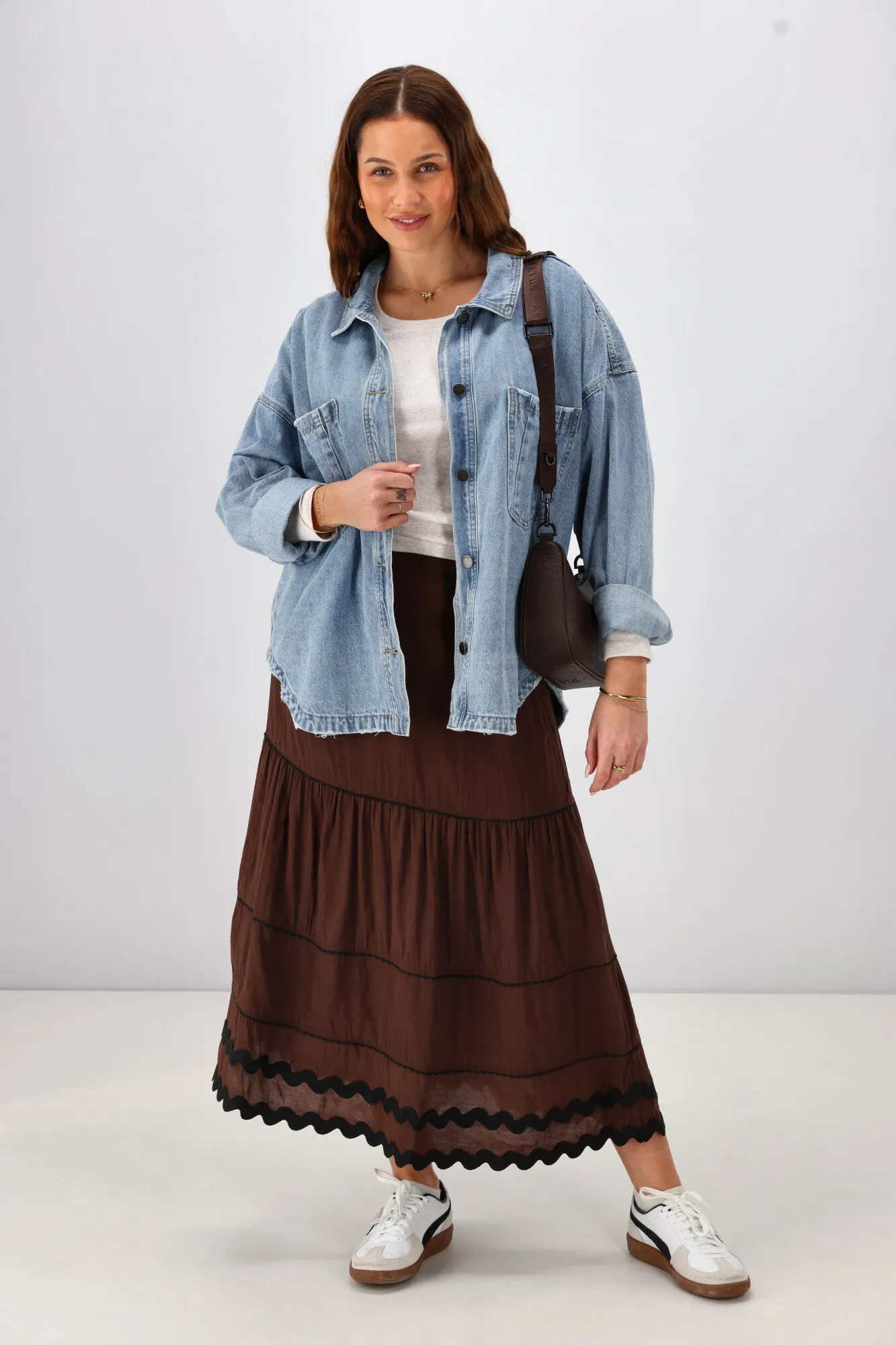 Gloss the Label Roanne Ric Rac Skirt Chocolate