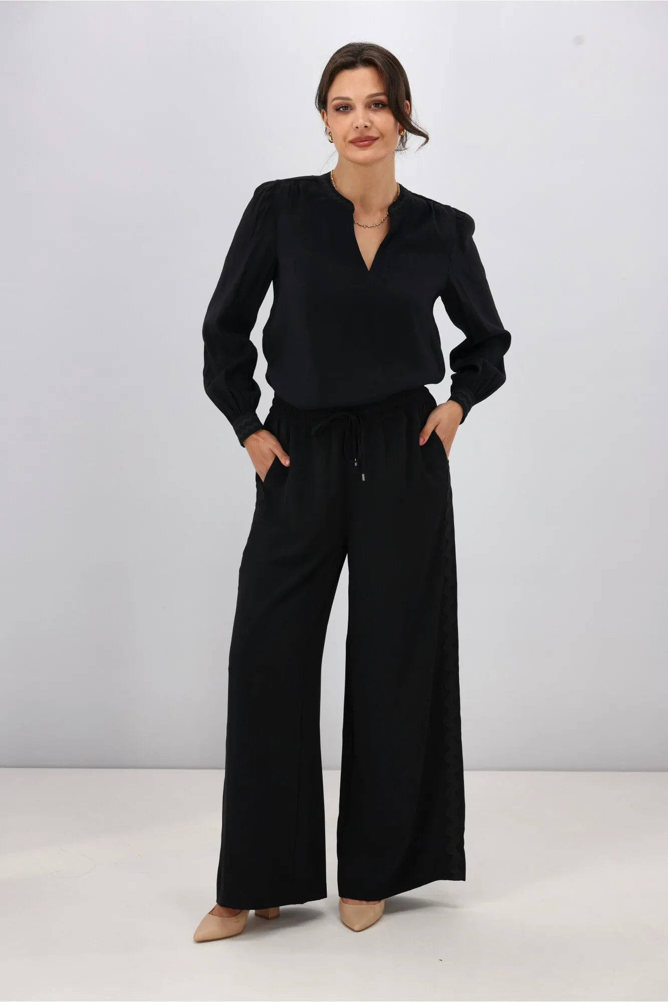 Gloss the Label Shayleigh Ric Rac Pant Black