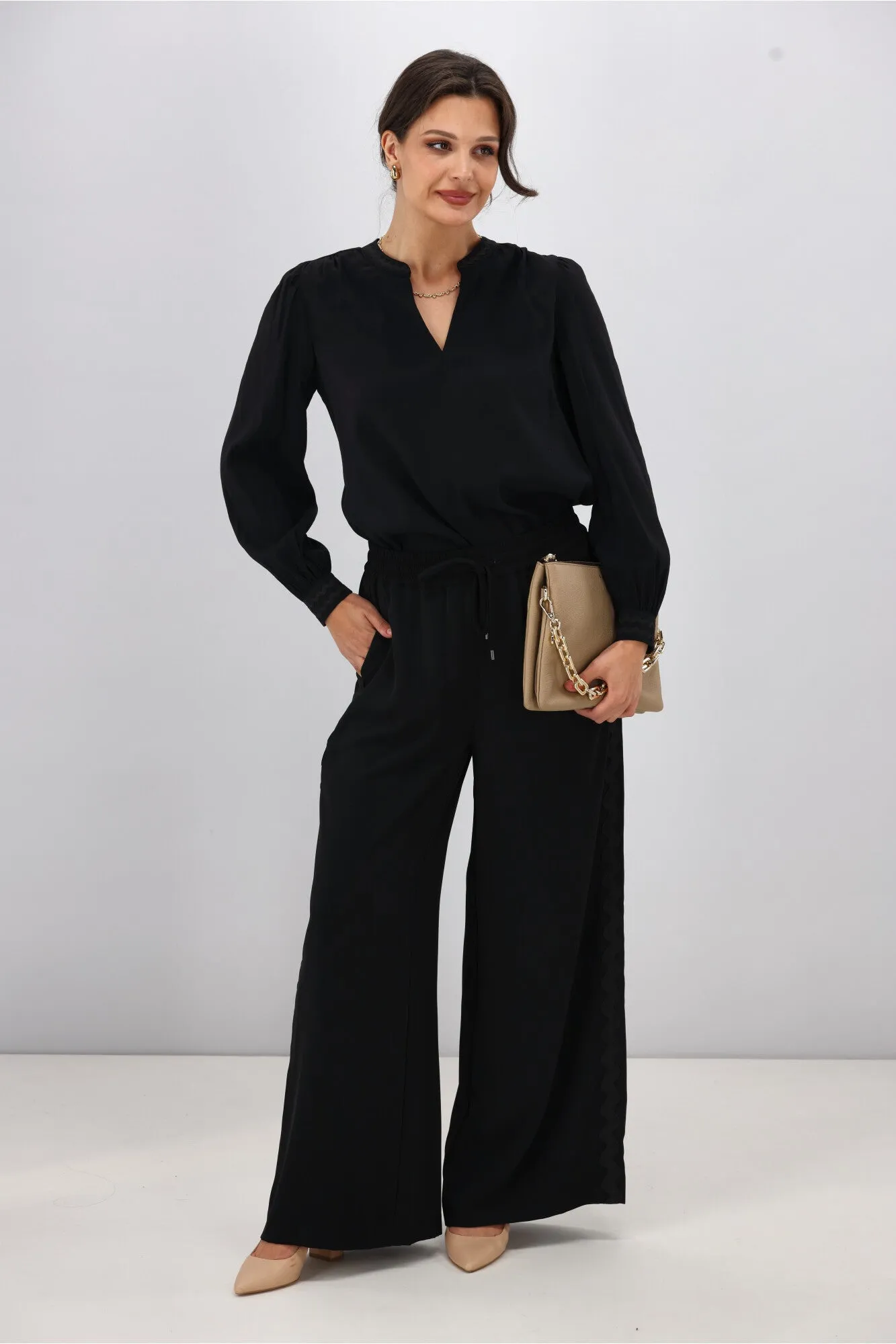 Gloss the Label Shayleigh Ric Rac Pant Black