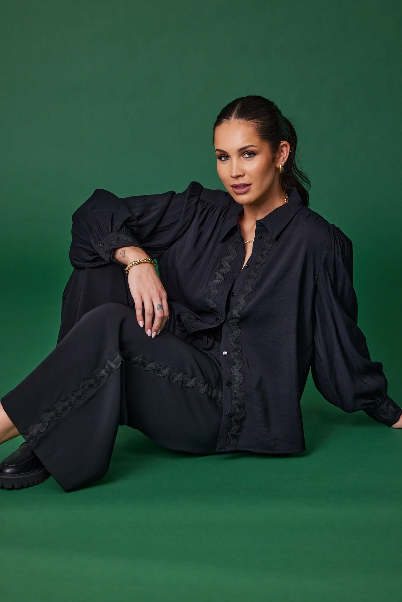 Gloss the Label Shayleigh Ric Rac Pant Black