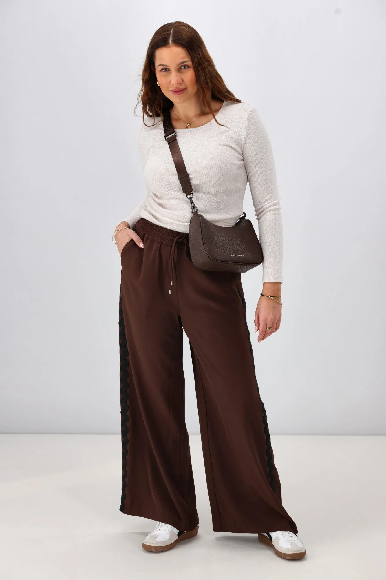 Gloss the Label Shayleigh Ric Rac Pant Chocolate