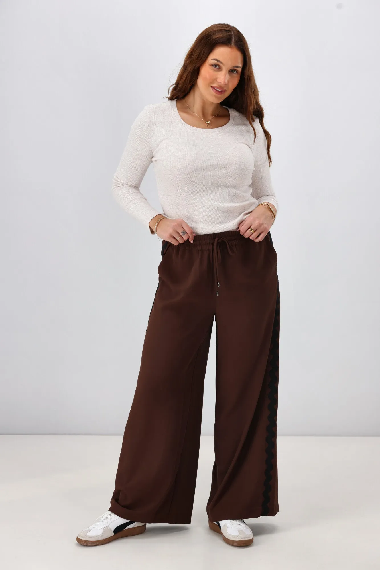 Gloss the Label Shayleigh Ric Rac Pant Chocolate
