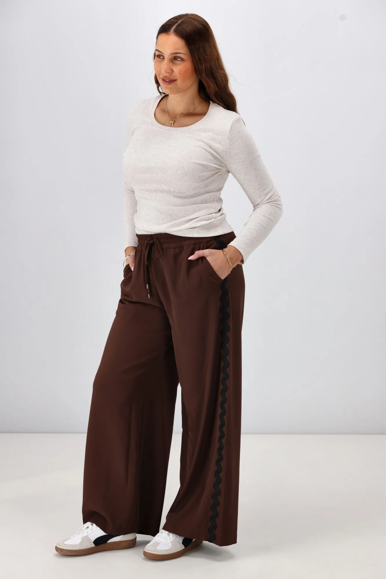 Gloss the Label Shayleigh Ric Rac Pant Chocolate