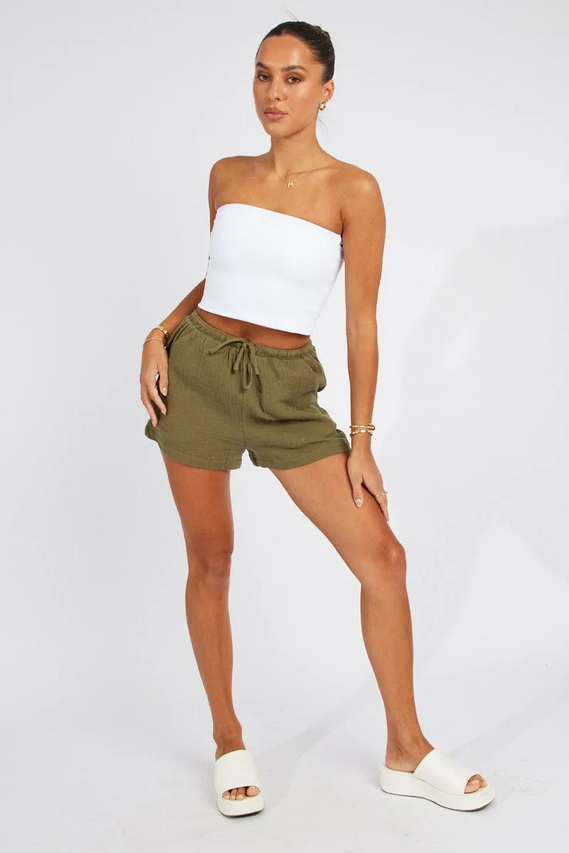 Green Relaxed Shorts Elasticated Waist