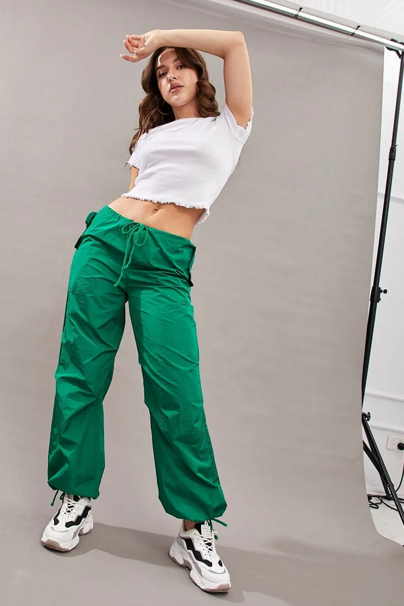 Green Utility Relaxed Pant Low Rise
