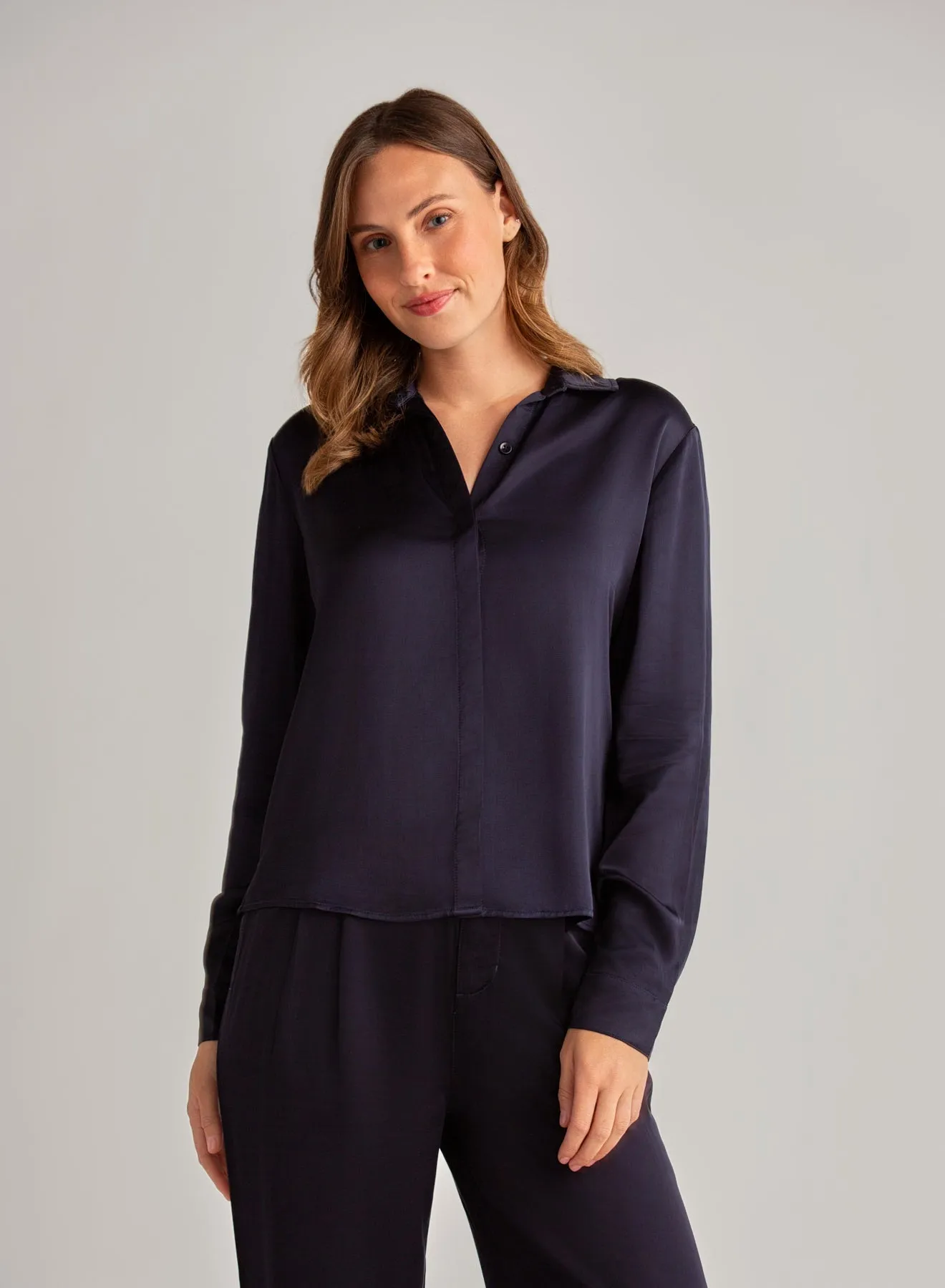 High Low Hem Shirt - Navy Eclipse