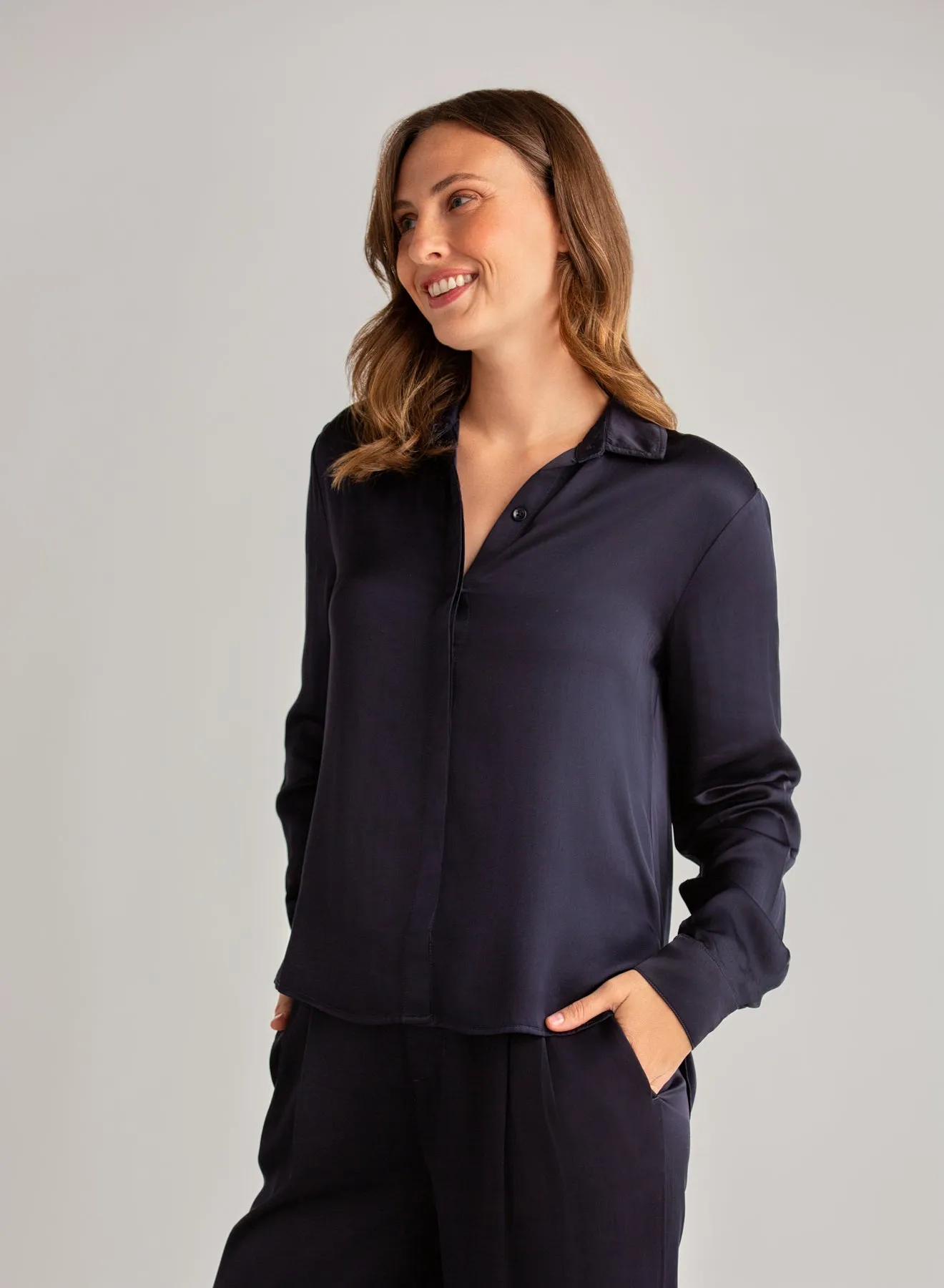 High Low Hem Shirt - Navy Eclipse