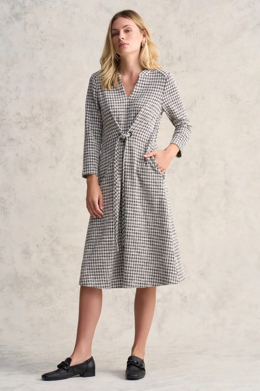 Houndstooth Ponte Dress - Jacquard Houndstooth
