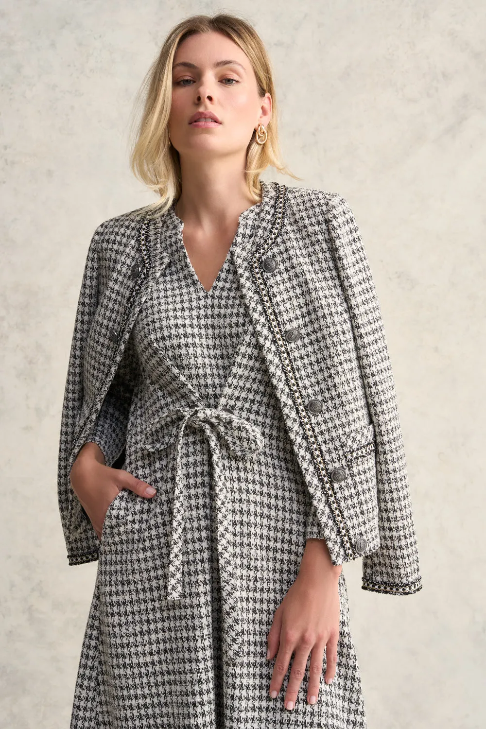 Houndstooth Ponte Dress - Jacquard Houndstooth