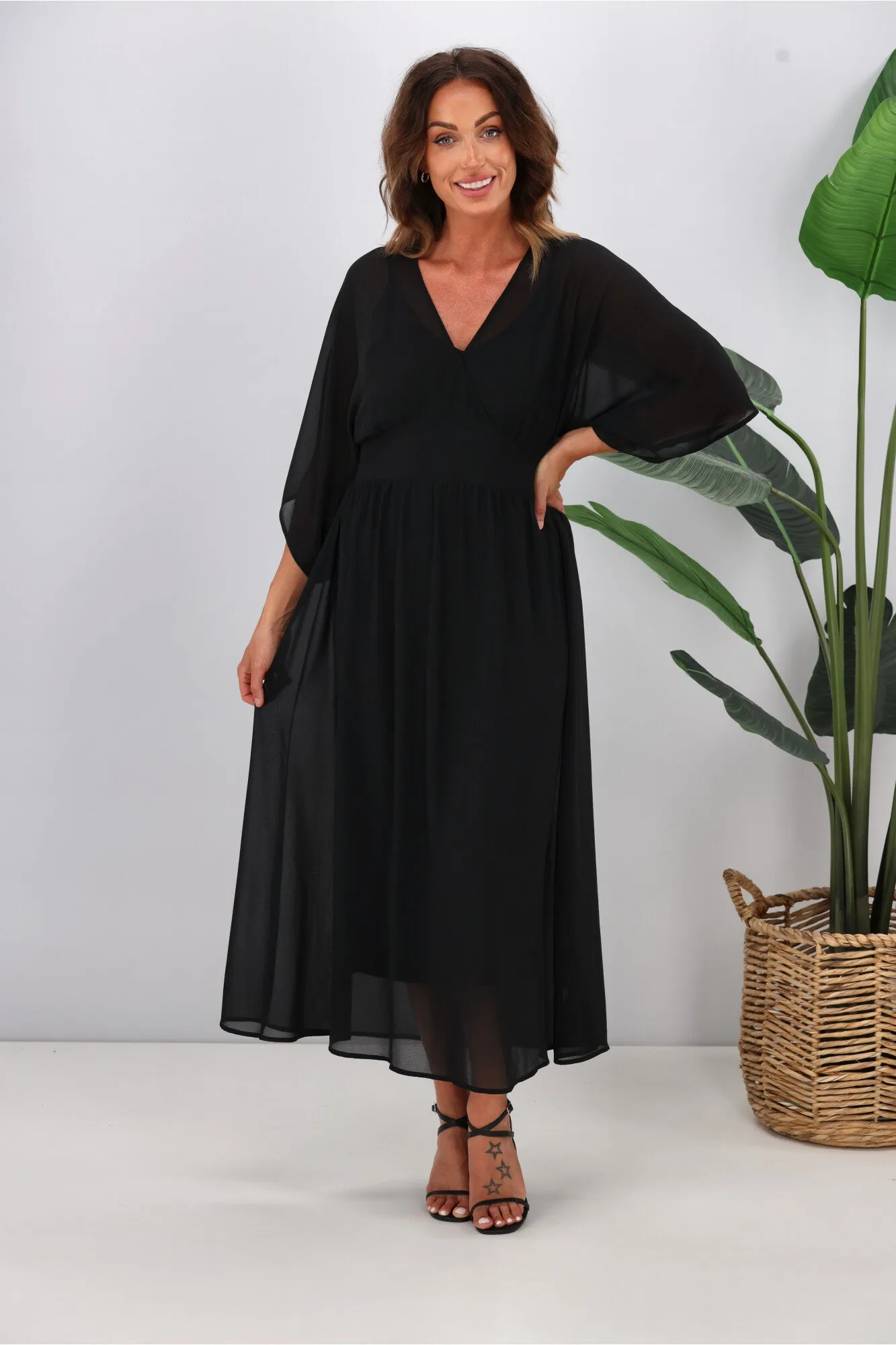 Jane James Mabel Midi Dress Black