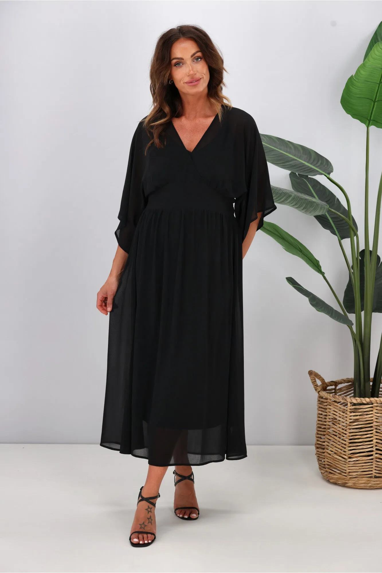 Jane James Mabel Midi Dress Black