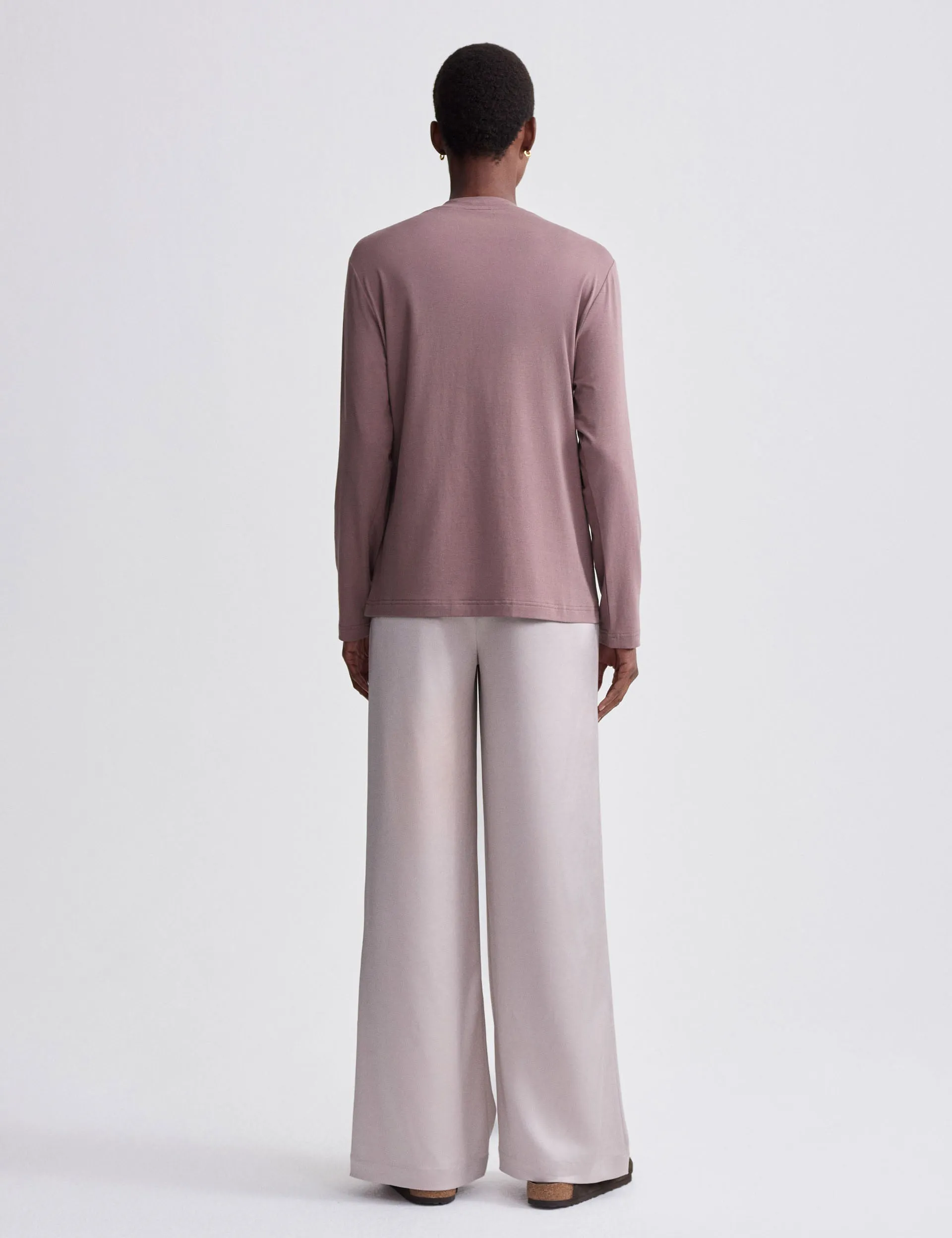 Leah Long Sleeve Boyfriend Tee - Deep Taupe