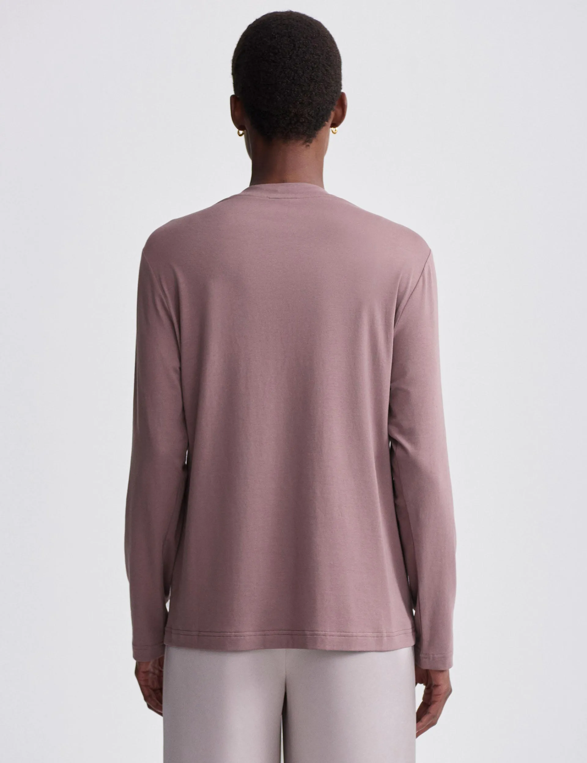 Leah Long Sleeve Boyfriend Tee - Deep Taupe
