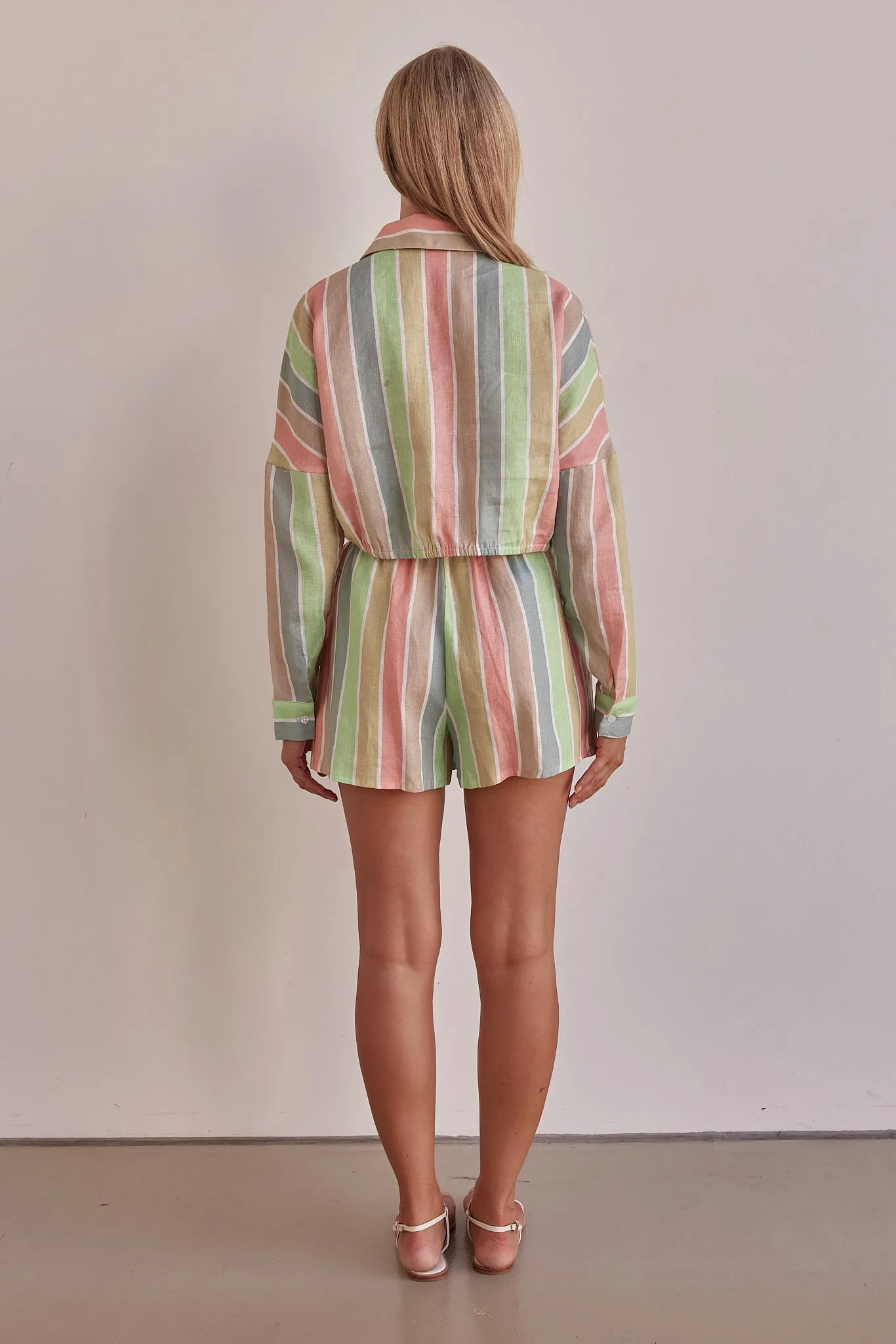 Luna Linen Shorts (Stripe)