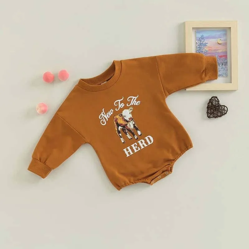 New to The Herd Sweater Romper in Rust