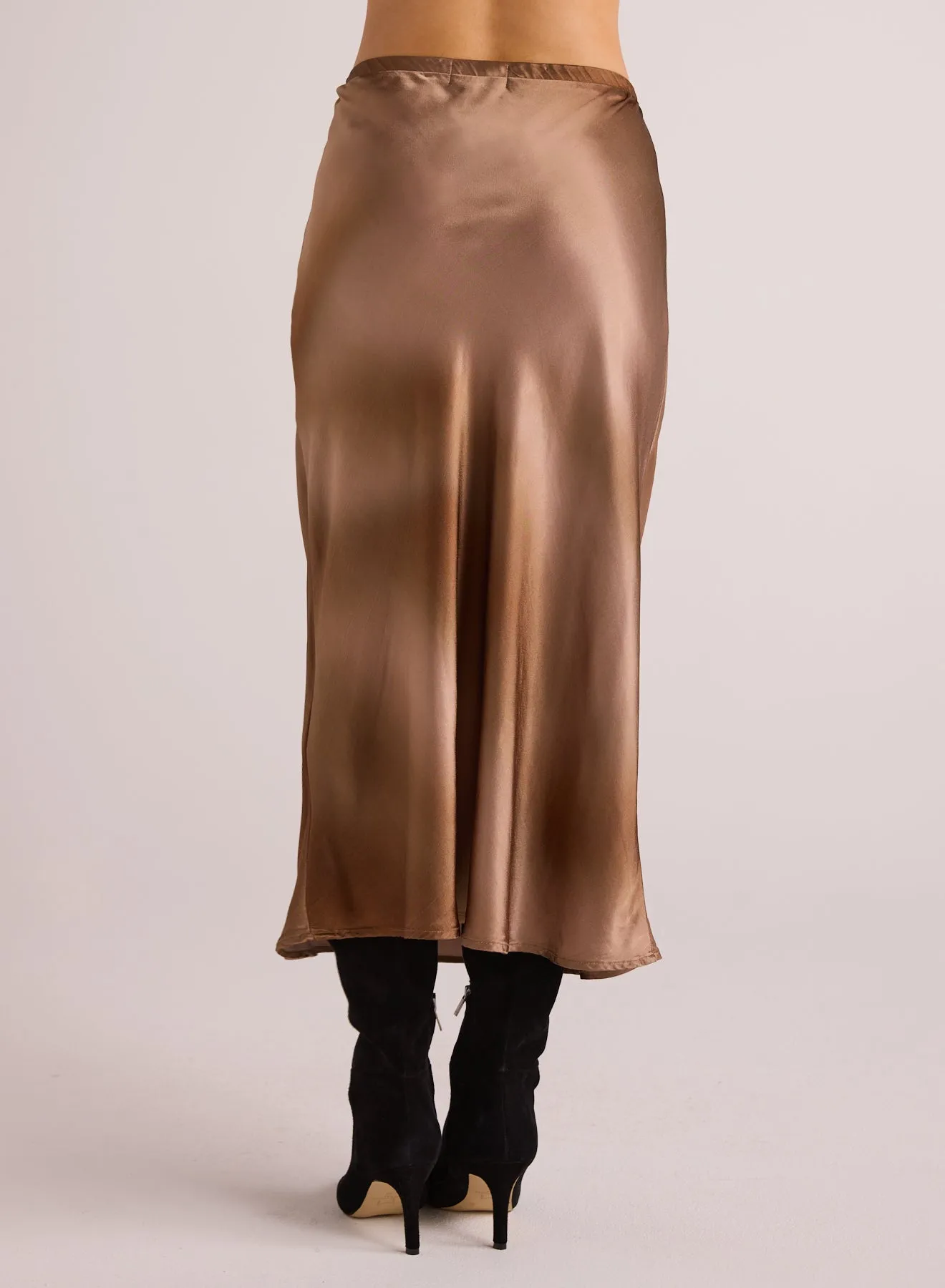 Nora Midi Bias Skirt - Gold Gradient Print