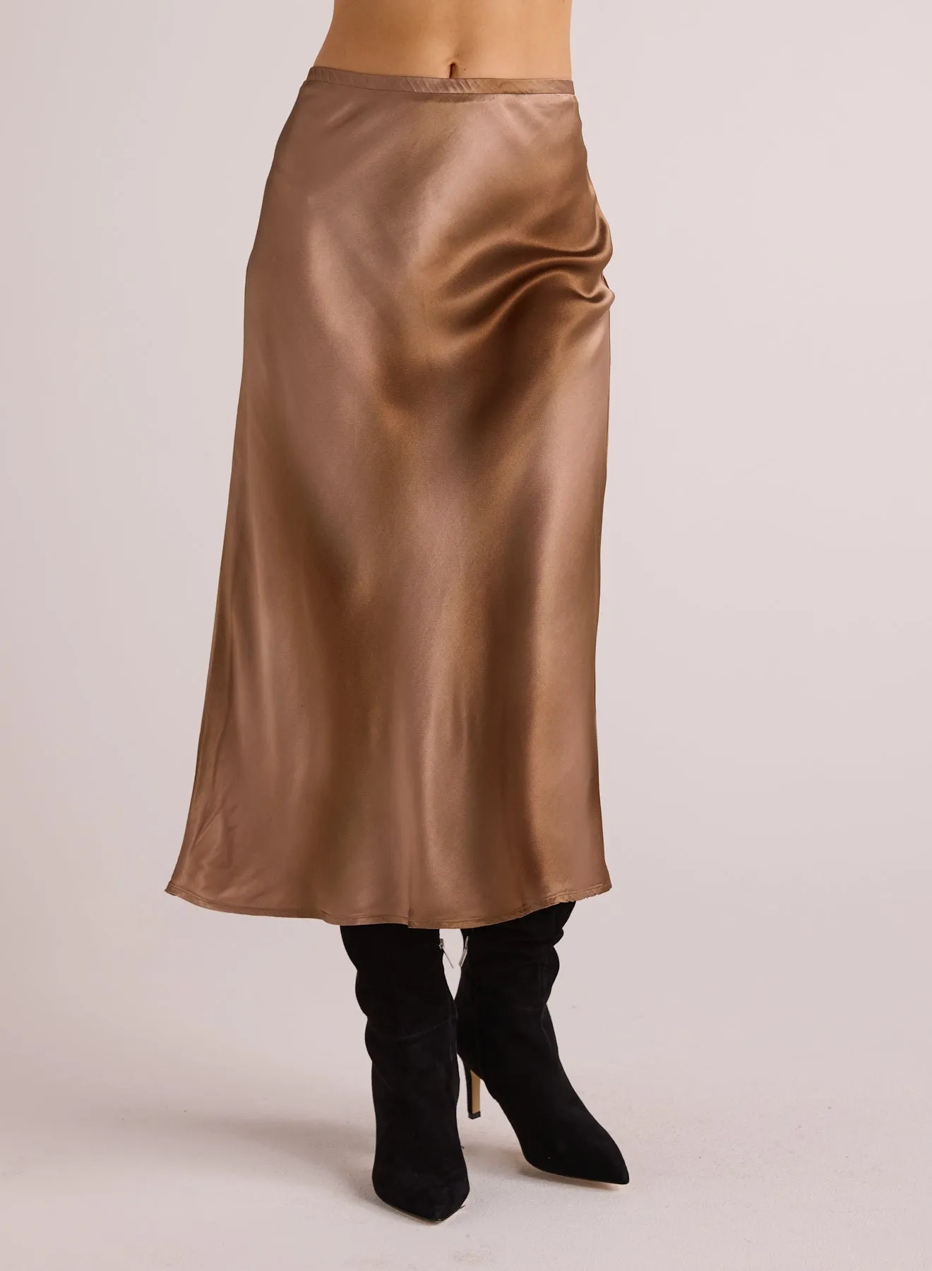 Nora Midi Bias Skirt - Gold Gradient Print