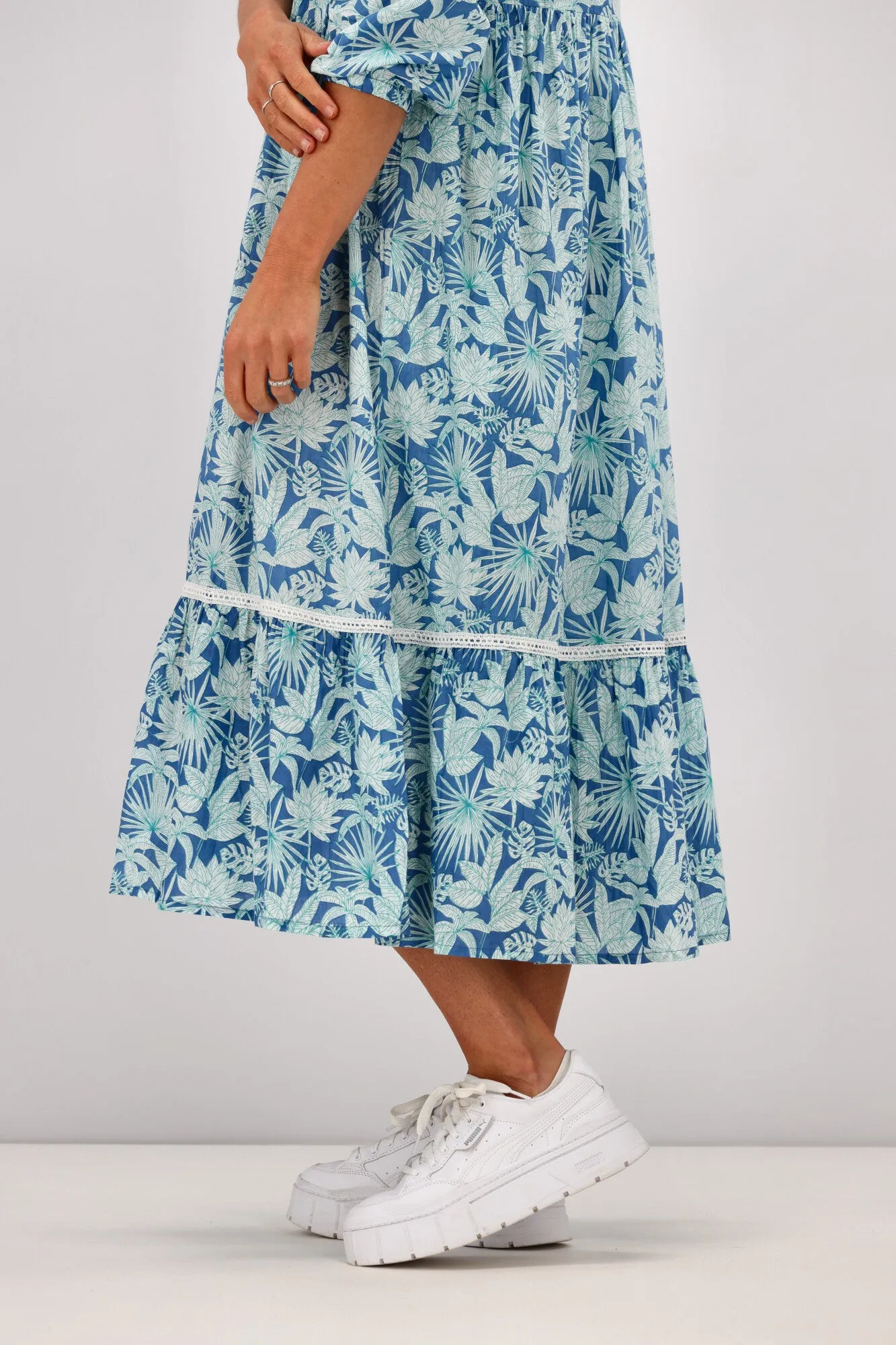 Peacock Feather Mahale Dress Blue