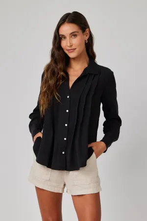 Pintuck Button Down - Black