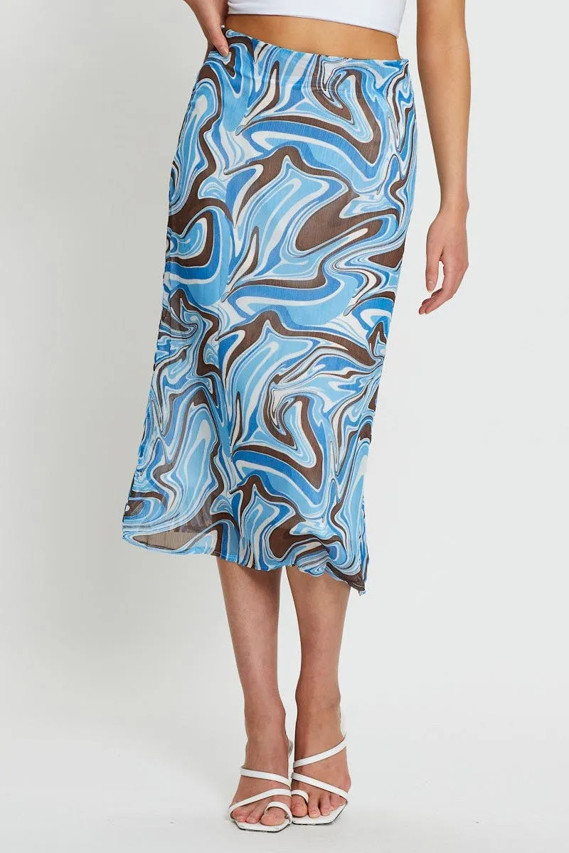 Print Midi Skirt Relaxed