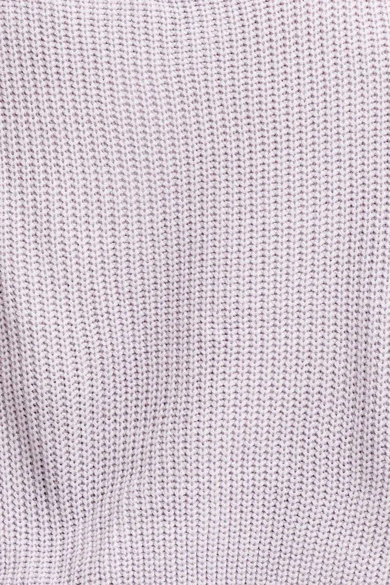 Purple Knit Top Long Sleeve Relaxed Turtleneck Cable