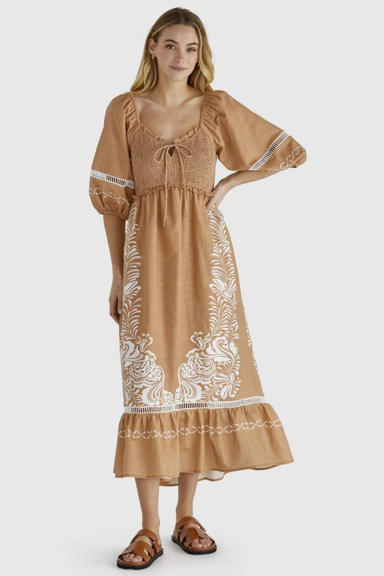 Sass Brandy Dress Chai Print