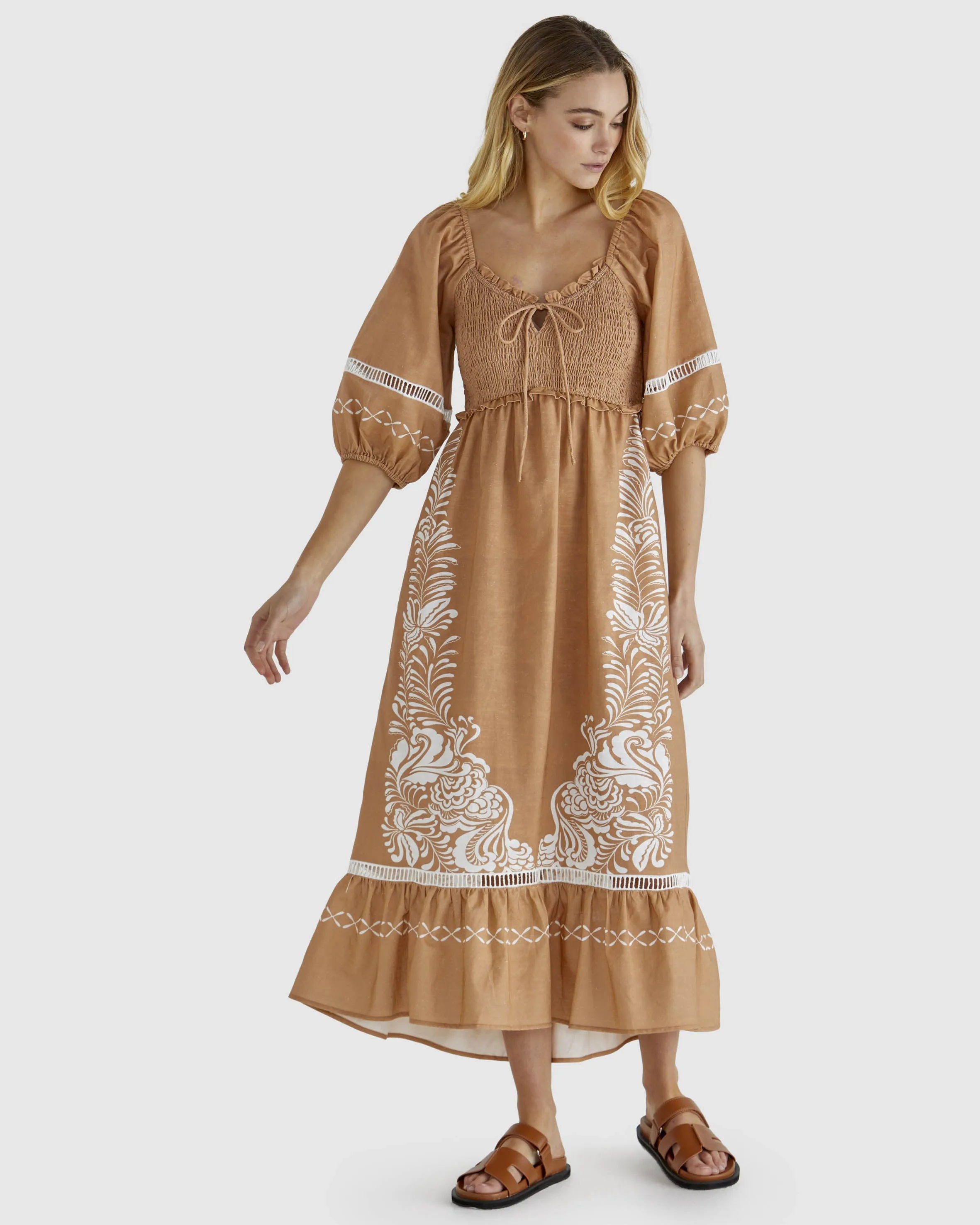 Sass Brandy Dress Chai Print