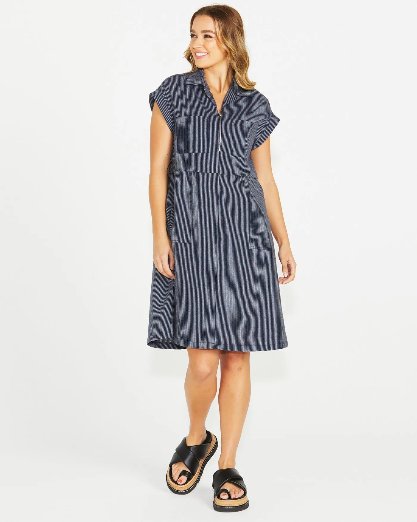 Sass Liberty Utility Dress Navy White Stripe