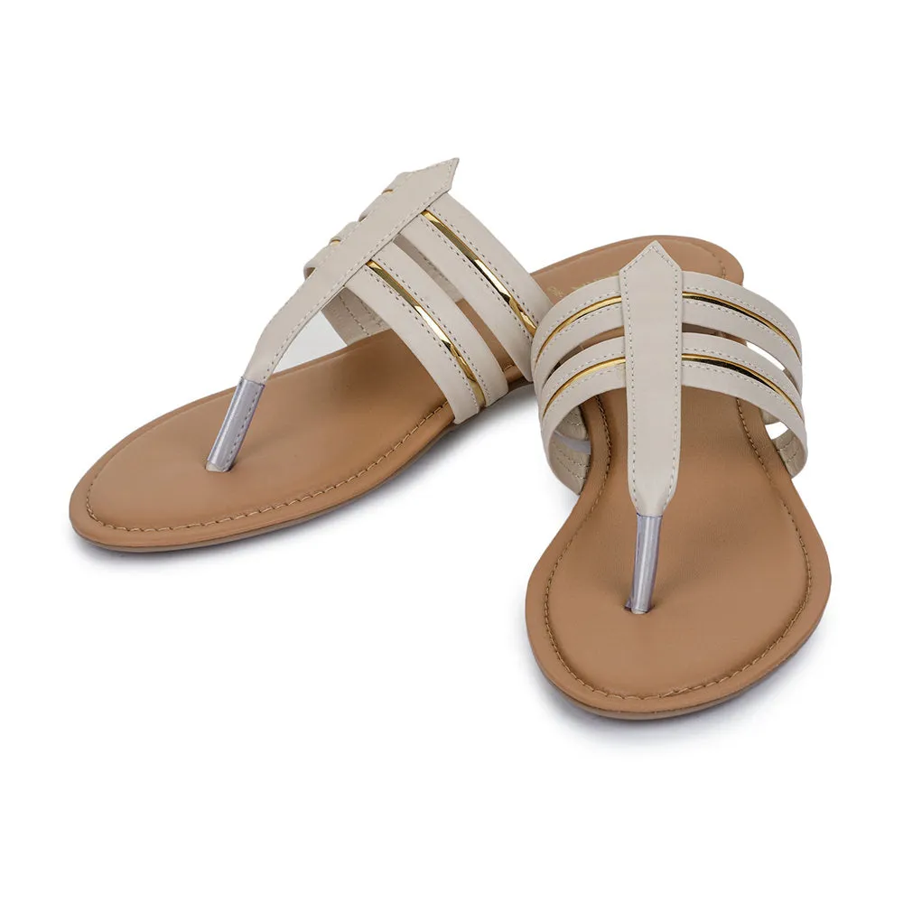 Senorita Casual (Cream) Slippers Sandals For Women CHE-19E By Liberty