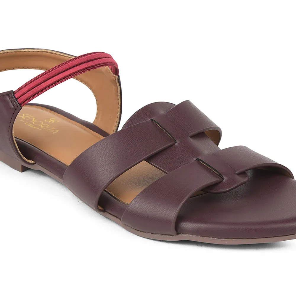 Senorita Maroon Casual Flat Sandal For Women DFL-101 By Liberty