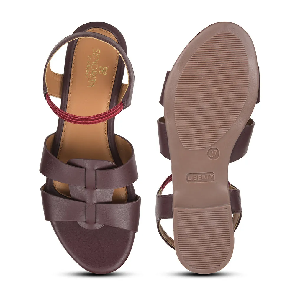 Senorita Maroon Casual Flat Sandal For Women DFL-101 By Liberty