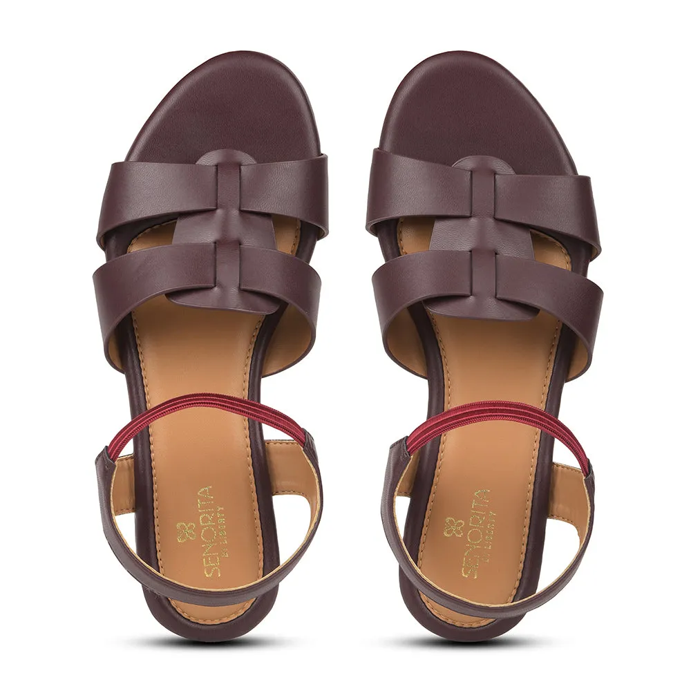 Senorita Maroon Casual Flat Sandal For Women DFL-101 By Liberty